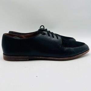 Madewell Shoes Womens 9 Black Leather Suede Dress Casual Oxfords Lace Up Flats
